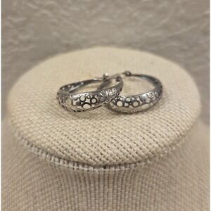 Sterling Silver Ornate Hoop Earrings Boma 925 25mm